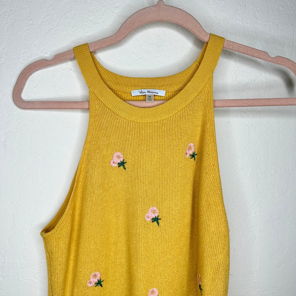 Vila Milano Daisy Floral Embroidered Ribbed Knit Halter Tank Top Bundle Medium - Picture 8 of 16